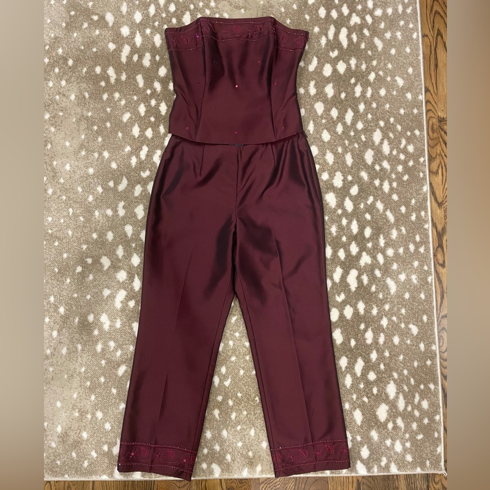 Ann Taylor two piece strapless cropped pant set